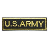 US Army Tekst Embleem Strijk Patch 9.7 cm / 3 cm / Goud Zwart