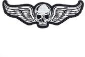 Schedel Skull Wings Strijk Embleem XXL Patch 36 cm / 12.7 cm / Wit Zwart