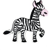 Zebra Paardje Strijk Embleem Patch 8.5 cm / 8 cm / Zwart Wit Roze