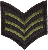 Military Rang Embleem Strijk Patch Large 5.2 cm / 5.7 cm / Zwart Groen