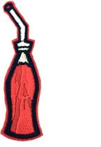 Rood Flesje Frisdrank Met Rietje Strijk Patch 2 cm / 8.5 cm / Rood Wit Zwart