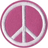 Vrede Vredesteken Peace Sign Strijk Embleem Patch Roze 6 cm / 6 cm / Roze Wit