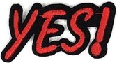 Yes Tekst Strijk Embleem Patch 5.5 cm / 2.9 cm / Rood Zwart