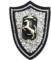 Paard Paarden Mustang Strass Strijk Embleem Patch (binnenkort op voorraad) 5 cm / 7.5 cm / Zilver Zwart Goud