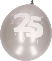 6x Ballonnen 25 jaar thema - zilver - versiering / feestartikelen