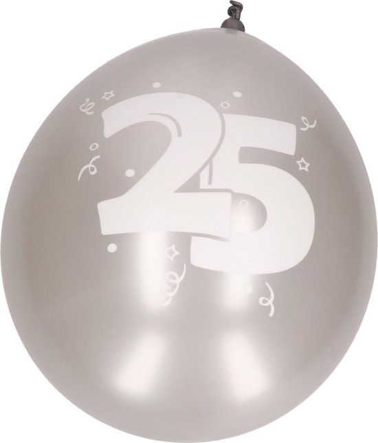 18x Ballonnen zilver 25 jaar thema cadeau geven