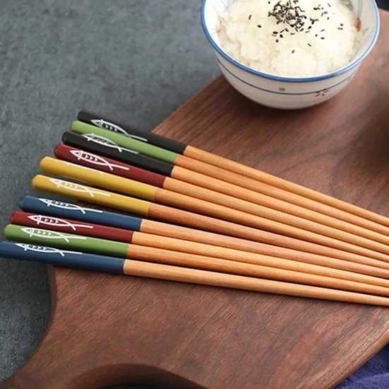 Chopsticks - Hout - 5 paar - 22,5 cm - Japanse stijl - Sushi Giftset - Davim