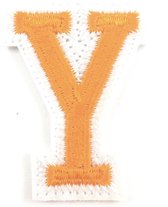 Alfabet Letter Strijk Embleem Patch Oranje Wit Letter Y / 3.5 cm / 4.5 cm