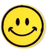 Emoji Smiley Strijk embleem Patch Glimlach 5.2 cm / 5.2 cm / Geel Zwart