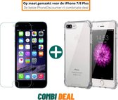iphone 8 plus anti shock hoes | iPhone 8 Plus siliconen case | iPhone 8 Plus schokbestendige hoes + iPhone 8 Plus tempered glass screenprotector
