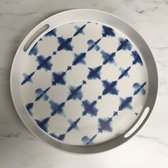 Bamboe-melamine dienblad 'blauw batik' 38 x 4 centimeter: plusjes