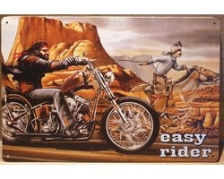 Easy Rider Chopper motor Reclamebord van metaal METALEN-WANDBORD - MUURPLAAT - VINTAGE - RETRO - HORECA- BORD-WANDDECORATIE -TEKSTBORD - DECORATIEBORD - RECLAMEPLAAT - WANDPLAAT - NOSTALGIE -CAFE- BAR -MANCAVE- KROEG- MAN CAVE