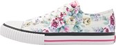 MASTER LO Dames sneakers laag - Wit bloemen - maat 37