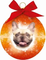 Dieren kerstballen Franse Bulldog honden 8 cm - Huisdieren kerstballen Franse Bulldog hond