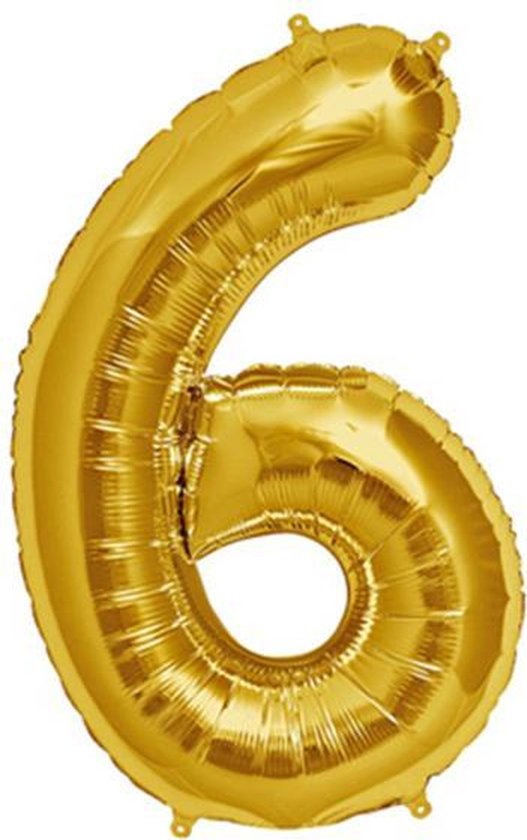 Helium ballon - Cijfer ballon - Nummer 6 - 6 jaar - Verjaardag - Goud - Gouden ballon -