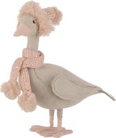 J-Line Eend Staand Deco Textiel Roze Small