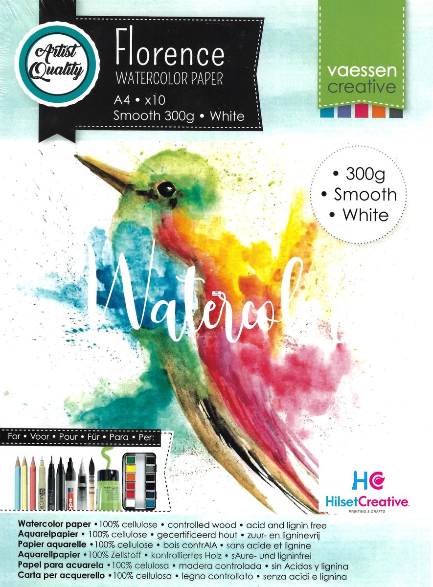 Veassen - Florence • Aquarelpapier smooth Wit 300g A4 10 Vel - Vaessen Creative