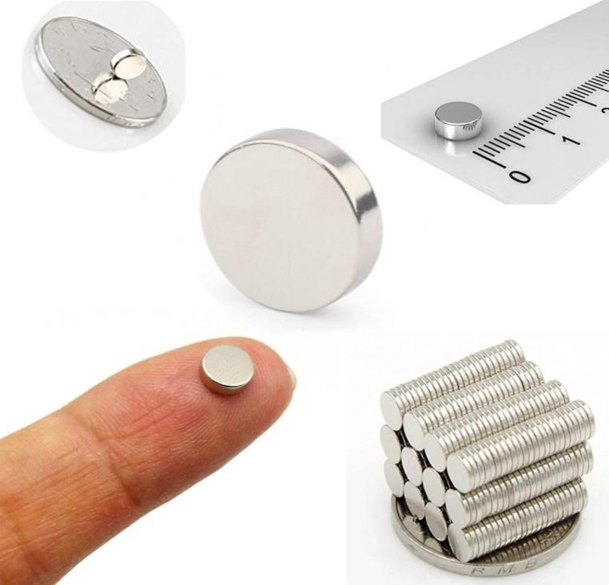 HHOOMY - 100 aimants Néodyme Pcs Mini Magnets ronds 5 x 1 mm avec boîte de  rangement