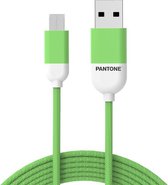 Pantone Micro USB to USB A Nylon kabel/ 1.5 meter - Green Groen