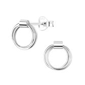 Joy|S - Zilveren cirkel oorbellen - dubbele ring