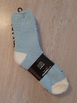 zachte sokken 2 paar blauw grijs one size