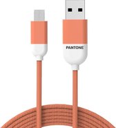 Pantone Micro USB to USB A Nylon kabel/ 1.5 meter - Orange Oranje