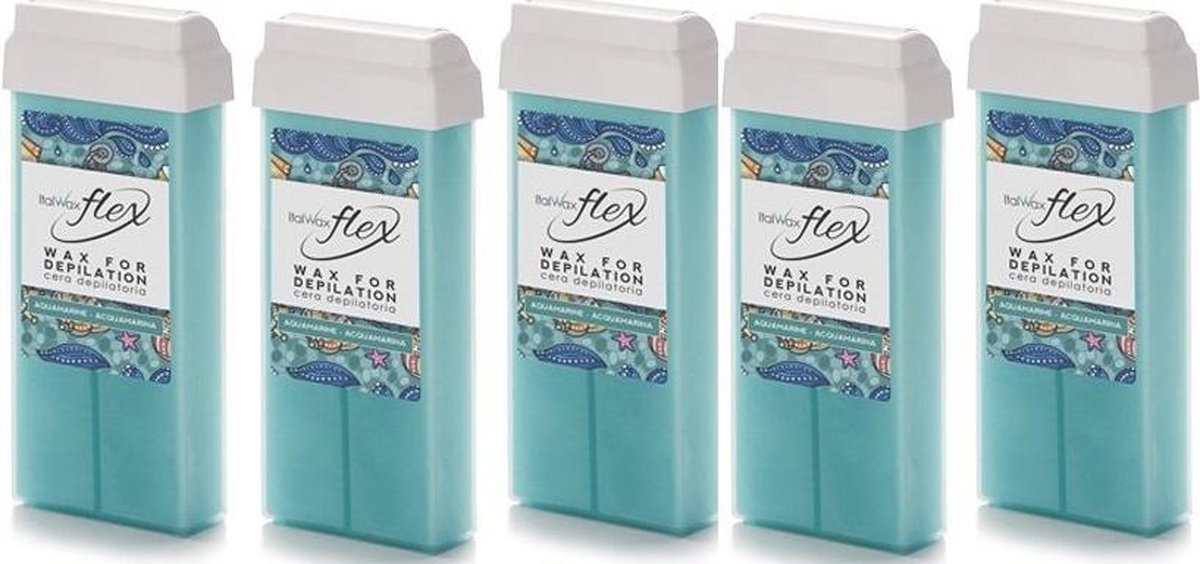 Goedkoopste ItalWax Flex Aquamarine Waxcartridges 5x100 ml - Hars Patroon voor Pijnloze Ontharing