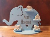 Geboorte bord - olifant - gepersonaliseerd -  blauw  - jongen  - baby`s - baby