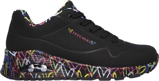 Skechers Uno - Loving Love Dames Sneakers - Black/Black - Maat 36