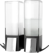 Dubbele zeepdispenser voor aan de wand - Kunststof - Zwart - 8,3 x 20 x 20,6 - 620 ml