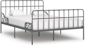 vidaXL Bedframe met lattenbodem metaal grijs 160x200 cm