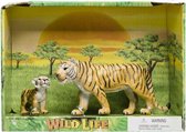 Plastic safari dieren tijger en welp voor kinderen - Wildlife - Plastic dieren speelsets - Verschillende wilde dieren