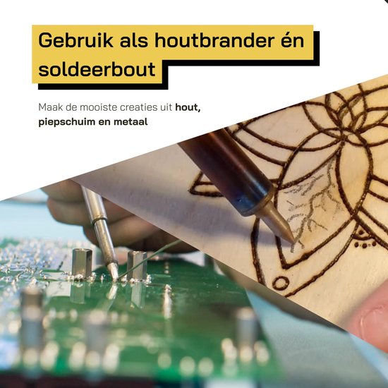 Houtbrander Set - 43 Delig - Pyrografie - Soldeerbout - Houtbrander voor hobby - Soldeerset - Woodley