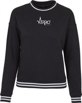 FitProWear Dames Crew Sweater Zwart/Wit - Maat M - Trui - Sweater - Hoodie - Trui zonder capuchon - Katoen/Polyester - Sporttrui - Sweater ronde hals - sweatsshirt