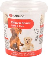 Flamingo hondensnack Chew'n snack bones lam/rijst 500g. Let op: 1 bak van 500 gram!