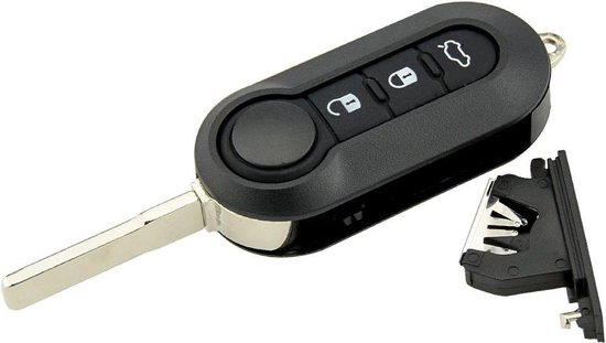Autosleutel 3 knoppen klapsleutel SIP22CRS8 geschikt voor Fiat sleutel / 500 / Punto / Ducato / Panda / Lancia Ypsilon / Peugeot Boxer / Citroen Jumper / Iveco Daily / Fiat sleutel + gevlochten bruin PU-lederen sleutelhanger. - Merkloos