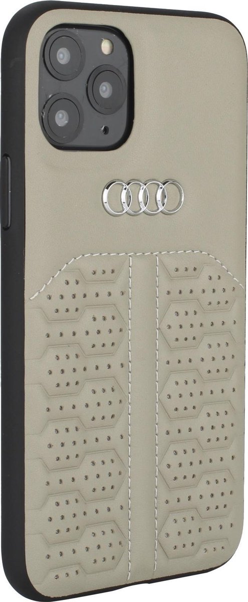 Beige hoesje Audi A6 Serie iPhone 12 Pro Max - Backcover - Genuine Leather