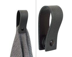 1x Leren magneet-lus - VINTAGE BLACK - Handles and more® (handdoekhaak - handdoekhaakje - handdoeklus - handdoekhanger - magnetische handdoekhouder - ophanghaak)