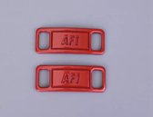2x AF1 Rood / Red Sneaker Metalen Gesp - Metal Schoe Buckle Laces Lock Accessoires