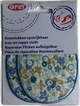 Kniestukken Opstrijkbaar - Bloem Blauw - 115 x 85 mm