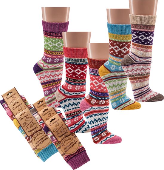 Noors katoenen sokken – Paars/Beige/Bruin - 90% katoen – 2 paar - maat  35/38 | bol.com