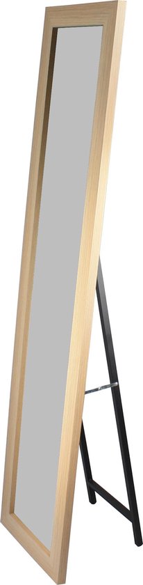 Lowander staande spiegel 160x40 - passpiegel / vrijstaande garderobe spiegel  - houten lijst