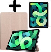 Hoes Geschikt voor iPad Air 2020 Hoes Luxe Hoesje Book Case Met Screenprotector - Hoesje Geschikt voor iPad Air 4 2020 Hoes Cover - Goud