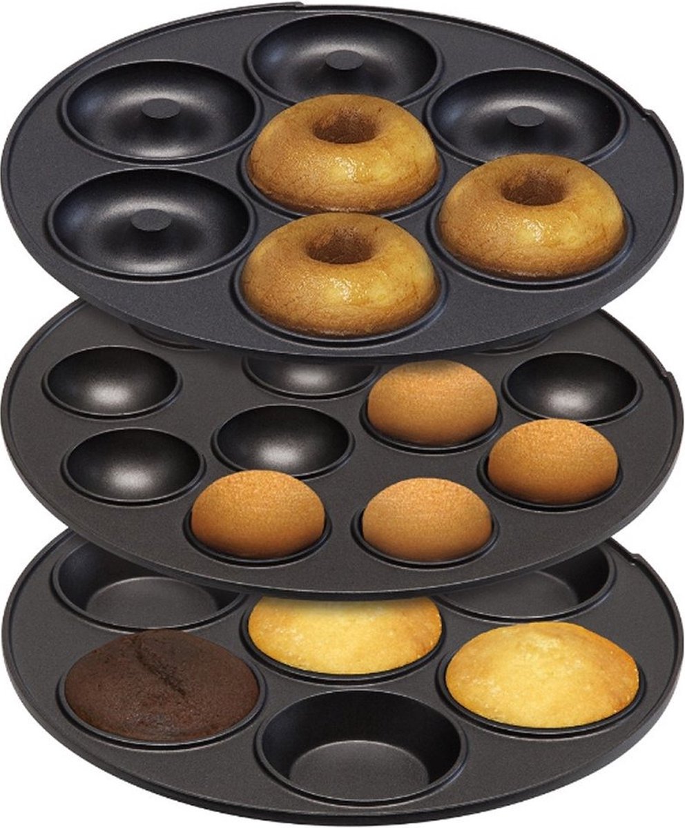 gips schieten Snelkoppelingen Bestron 3-in-1 cakemaker in retro-design, met 3 verwisselbare bakplaten:  donut-,... | bol.com