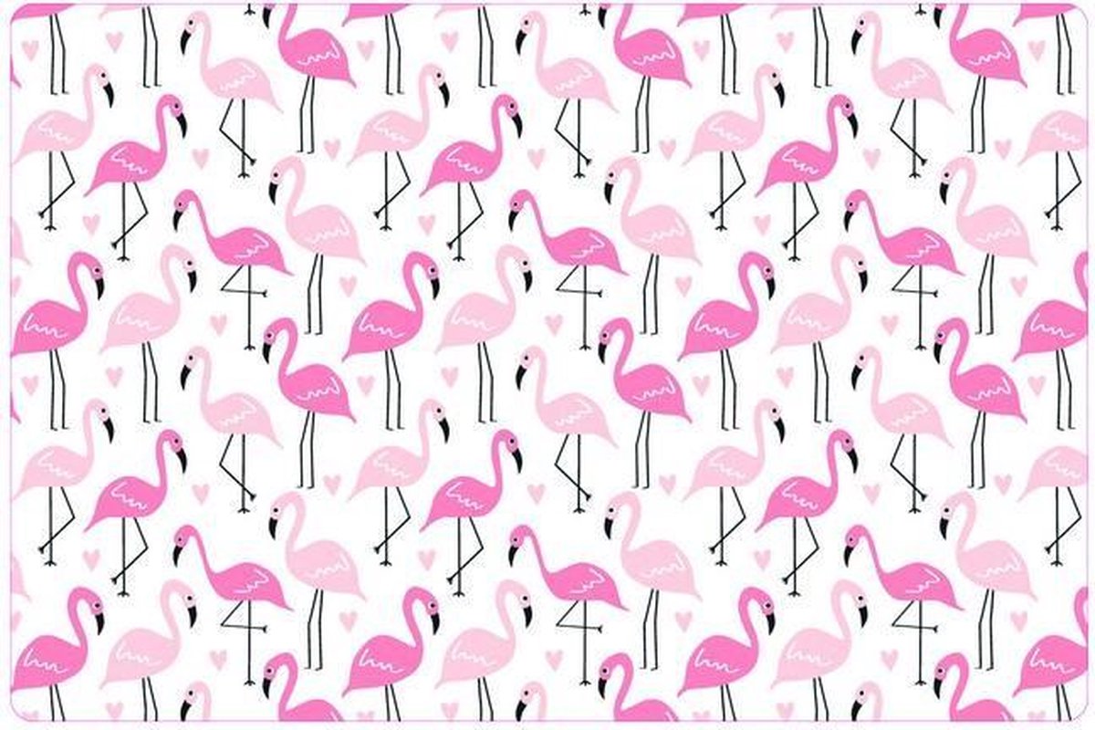4x Placemat Pink Flamingos | 30x45cm | anti-slip - onderlegger - tafeldecoratie - placemats roze kunststof