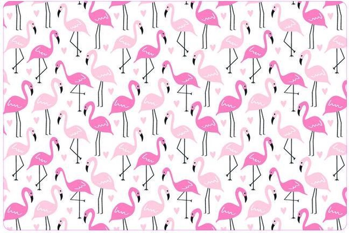 4x Placemat Pink Flamingos  | 30x45cm | anti-slip - onderlegger - tafeldecoratie - placemats roze kunststof