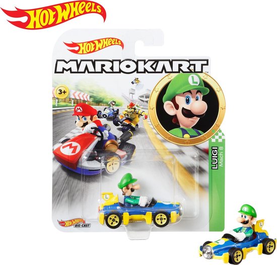 Hot Wheels Mario Kart Replica Diecast Luigi, Mach 8