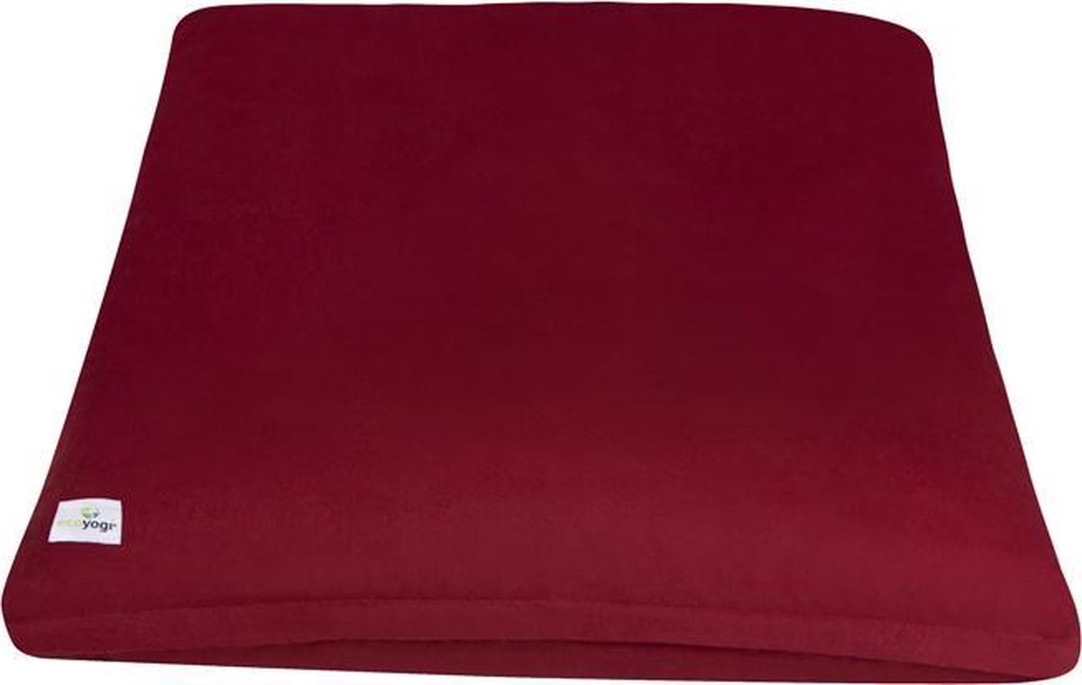Ecoyogi – Zabuton - Meditatiemat vierkant –  85 x 70 x 7 cm – Bordeaux – Eco katoen - Wasbare hoes