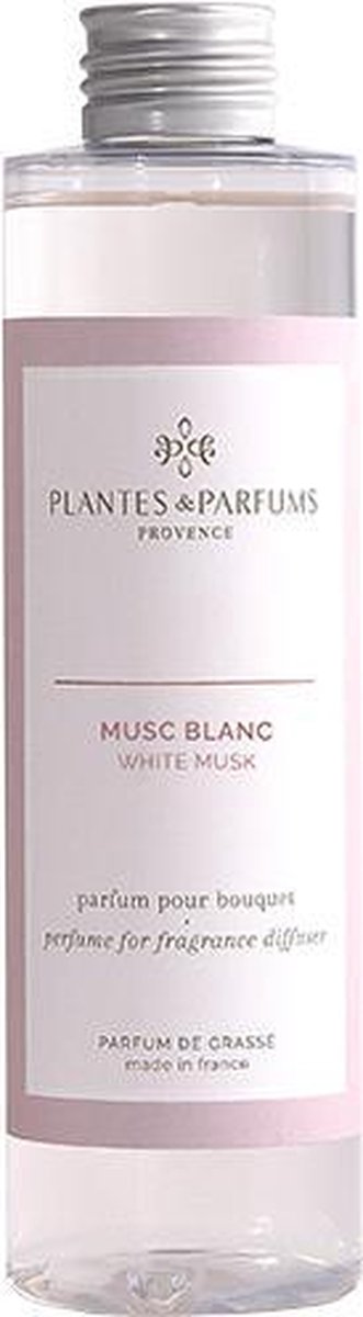Plantes & Parfums Natuurlijke White Musk Geurolie & Navulling Geurstokjes - Poederige Geur - 200ml