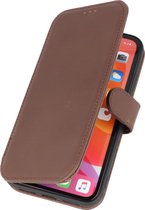 MP Case - Etui en cuir véritable pour iPhone X / Xs Housse portefeuille bibliothèque - Marron foncé
